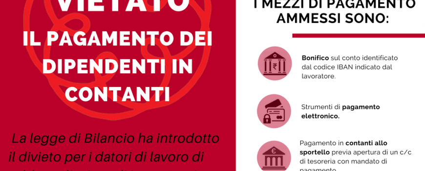 Pagamento cash dei dipendenti vietato da luglio